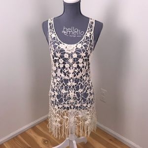 Free People Cream Crochet Tank Top
